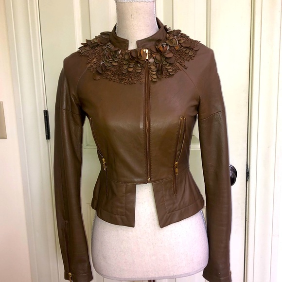 Givenchy Paris Lambskin Taupe Leather Jacket - Picture 2 of 7